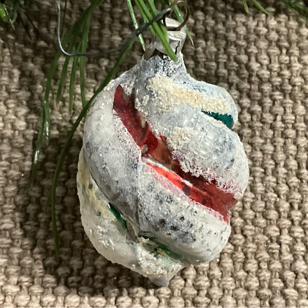 Vintage West German Bumpy Striped Twisted Christmas Ornament MCM